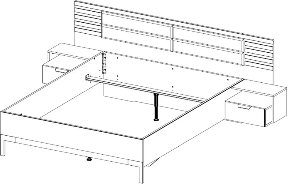 Posteľ s nočnými stolikmi Barea 180x200, béžová/dub atlantic