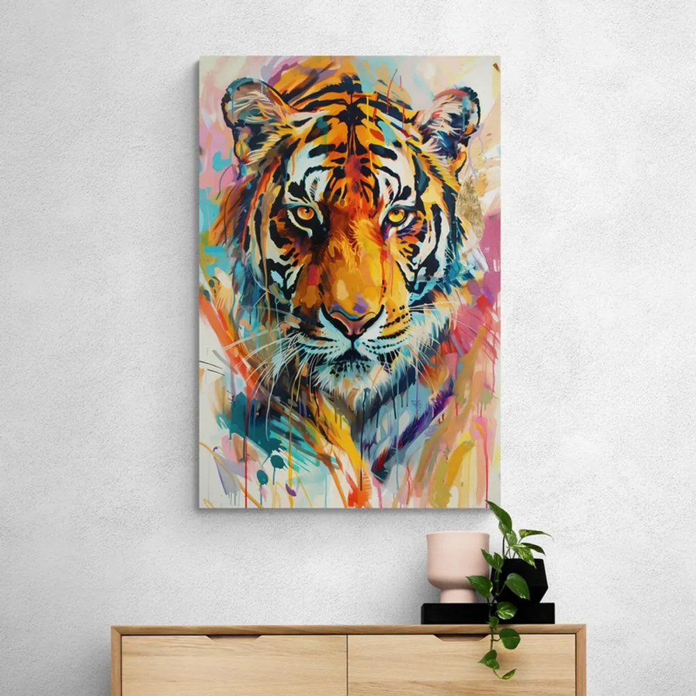 Obraz tiger s imitáciou maľby