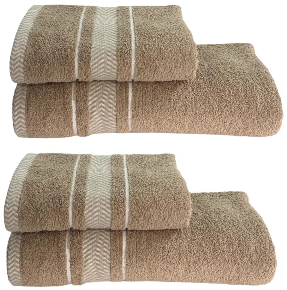 Sada 4 kusov Monako hnedej osušky 70x140cm a uterákov 50x90cm TiaHome