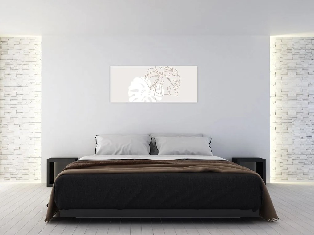 Obraz - Line art monstera N⁰2 (120x50 cm)