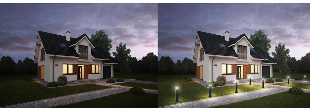BERGE Vonkajšia stĺpová záhradná lampa BELLA - ME0012 - 60 cm - čierna