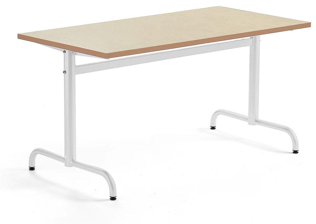 Stôl PLURAL, 1400x700x720 mm, linoleum - béžová, biela