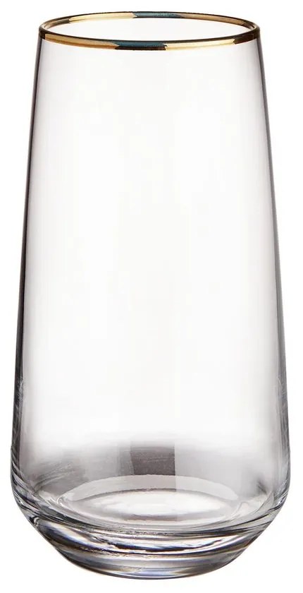 TOUCH OF GOLD Sada pohárov na long drink so zlatým okrajom 480 ml 6 ks