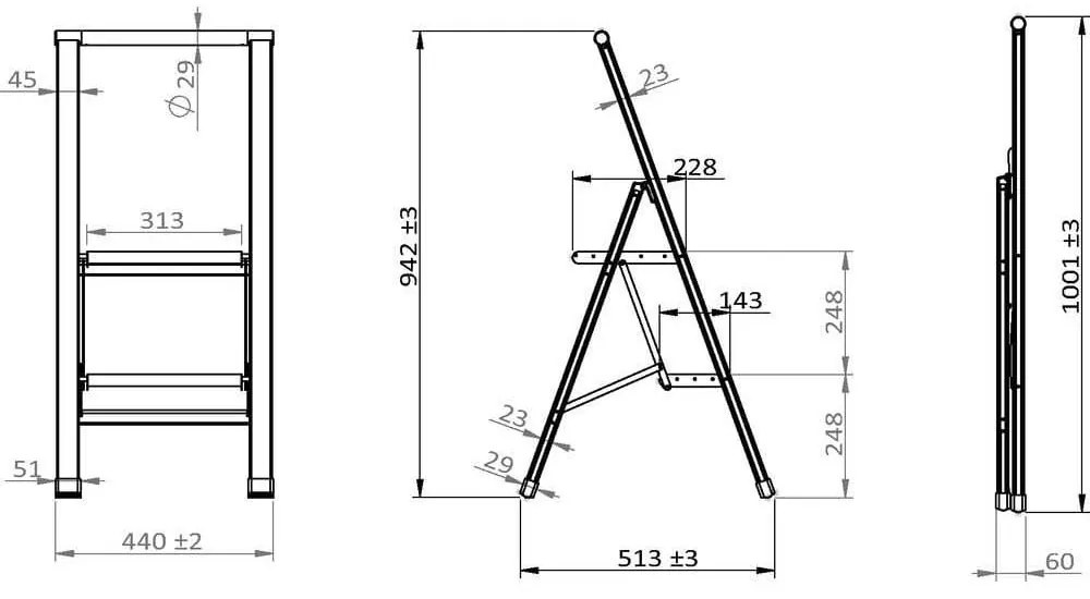 Biele skladacie schodíky Wenko Ladder Alu, 101 cm