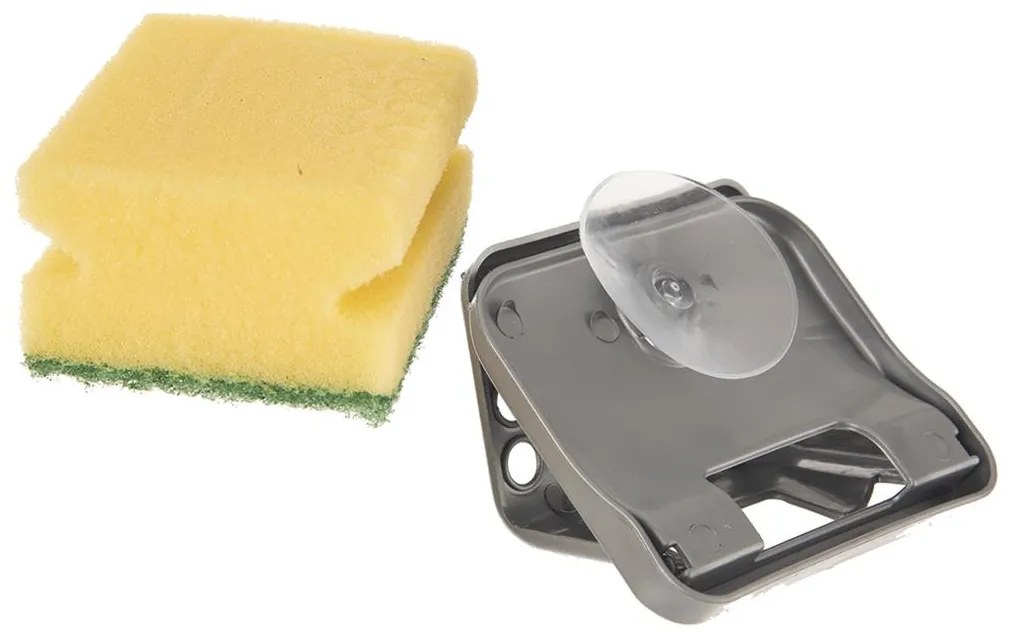 Orion Držiak na hubku do drezu, s hubkou, na prísavku, GABKE sivý