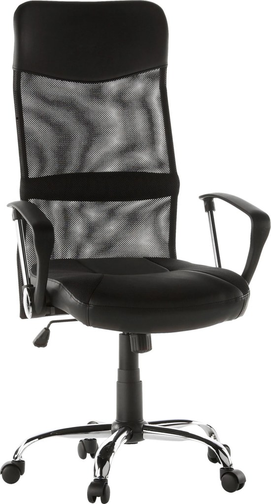 XXXLutz OTOČNÁ STOLIČKA, vzhľad kože, sieťovina, čierna, chrómová MID.YOU - Online Only kancelárie - 001918005501