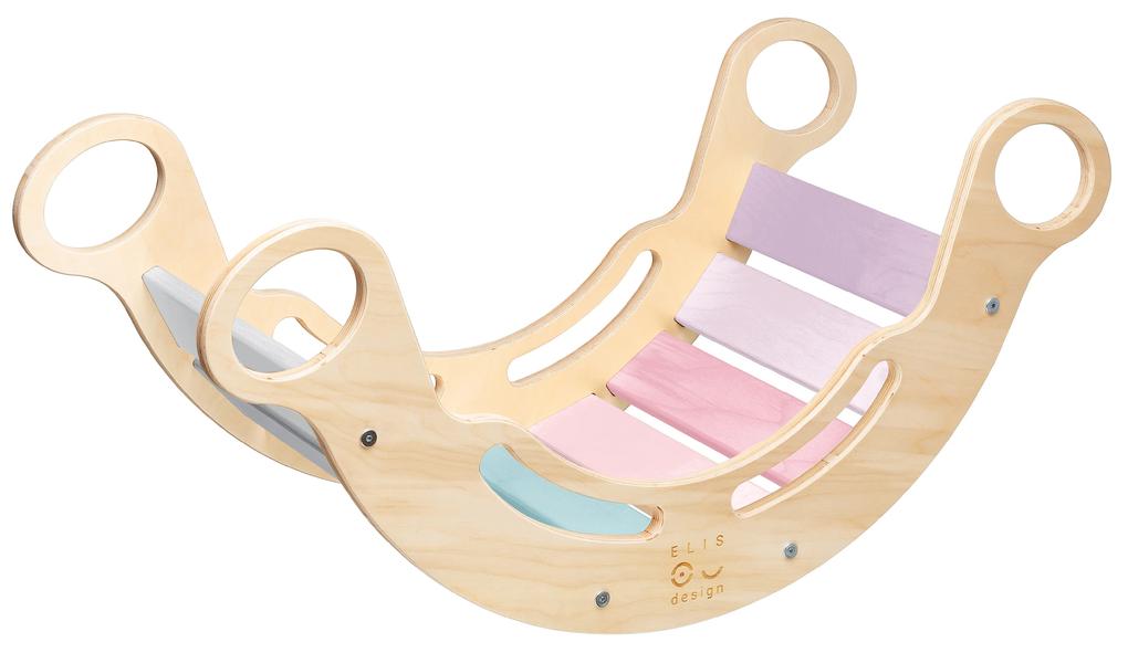 Montessori dúhová hojdačka 5v1 varianta: lakované okraje, barevné desky