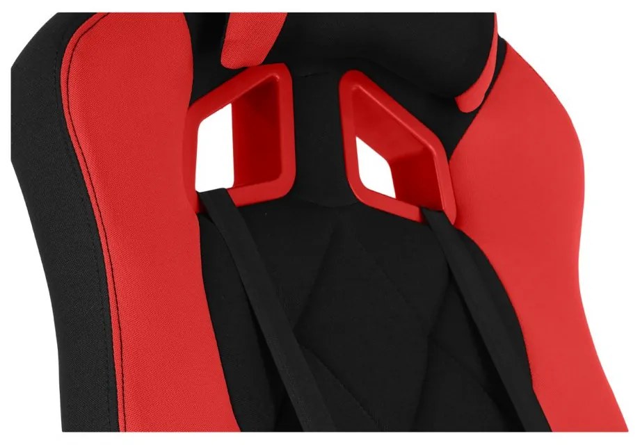 Herná stolička A-RACER Q12 –⁠ látka, čierna/červená