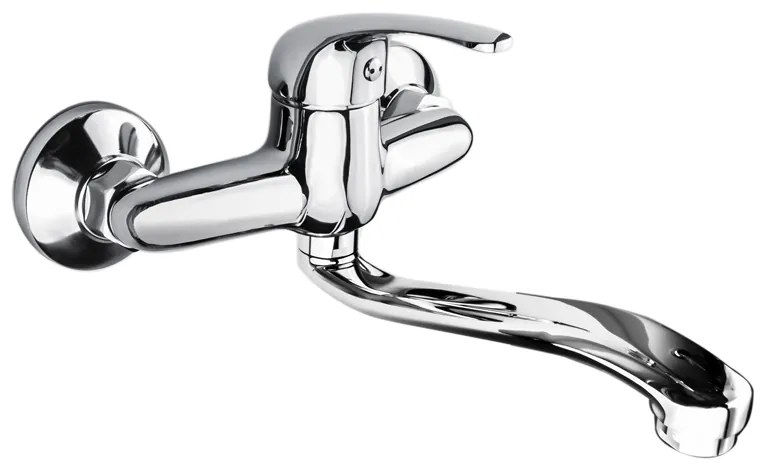 Mereo Mereo, Drezová nástenná baterie, Lila, s ramienkom plochým vyhnutým 180 mm, chróm, MER-CBEE301A05