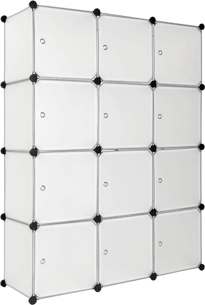 tectake 401577 variabilný regálový systém s 12 boxy s dvierkami - bílá