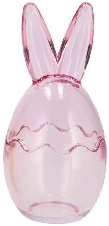 Pastelová ružová sklenená dóza vajíčko s uškami Rabbi - Ø 8*17 cm