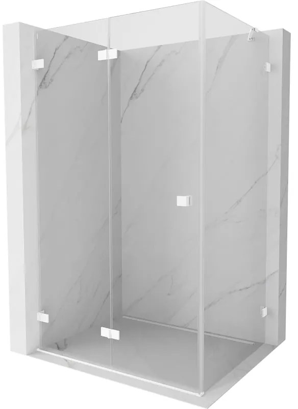 Mexen Lunar-F, 1-krídlový sprchový kút so skladacími dverami, ľavý, 85 x 70 cm, 8mm číre sklo, biely profil, 836-085-070-20-00-L