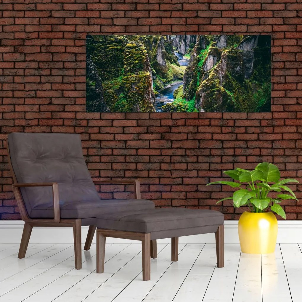 Obraz - Rieka v skalnatom údolí (120x50 cm)