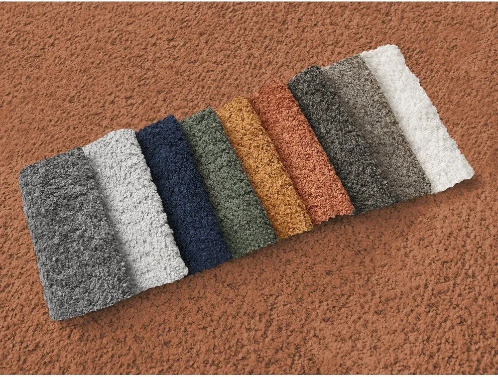 Oranžová rohová pohovka z textílie buklé (ľavý roh/s leňoškou) Azra – Bobochic Paris