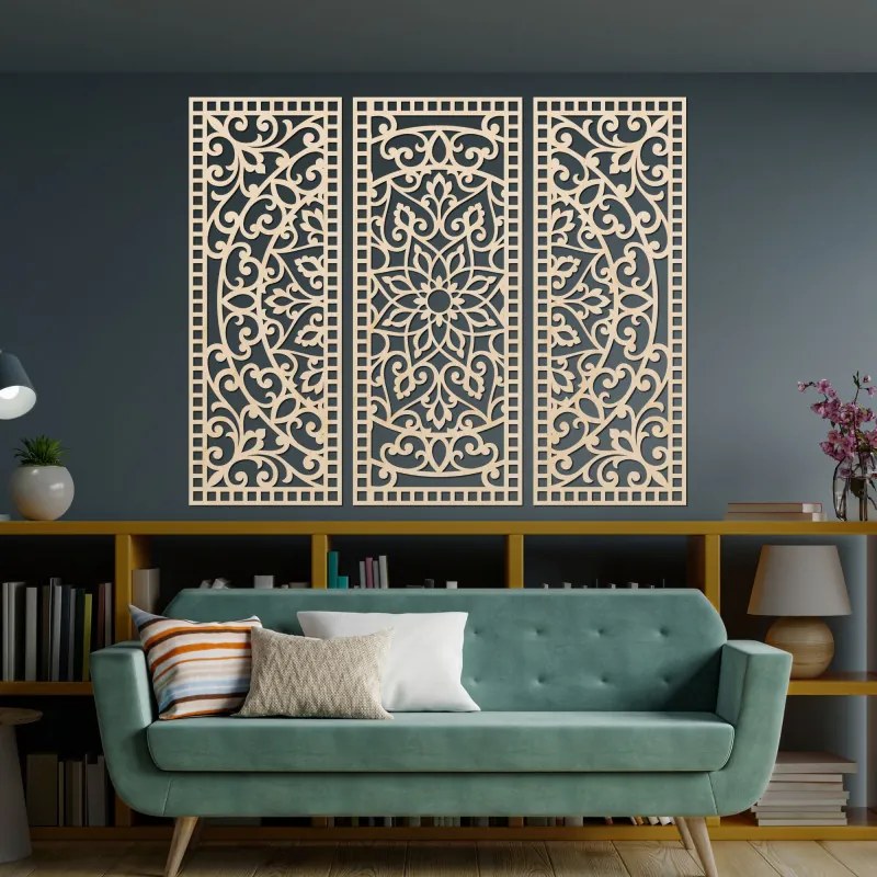 Nástenná dekorácia trojdielny panel mandala | SENTOP PR0514-A