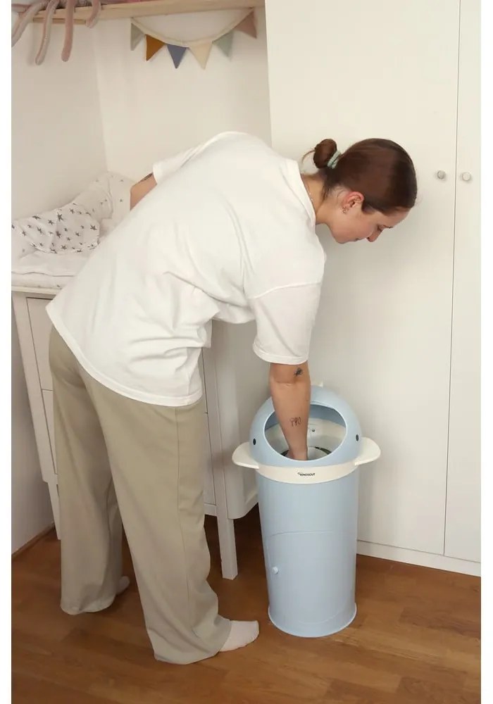 Svetlomodrý plastový odpadkový kôš na plienky 25 l Whale – Kindsgut