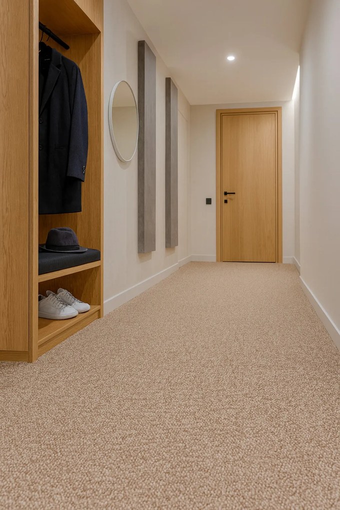 Timzo, Koberec metráž Orion 9219, na mieru, šíře 4m,5m, béžová, filc, chodba / predsieň