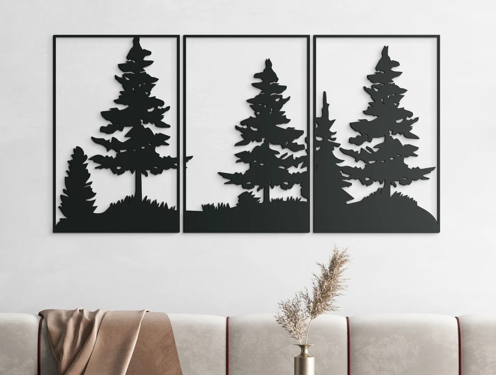 drevko Viacdielny obraz Les Rozmer obrazu: 33 x 65 cm, Farba dekorácie: Čierna