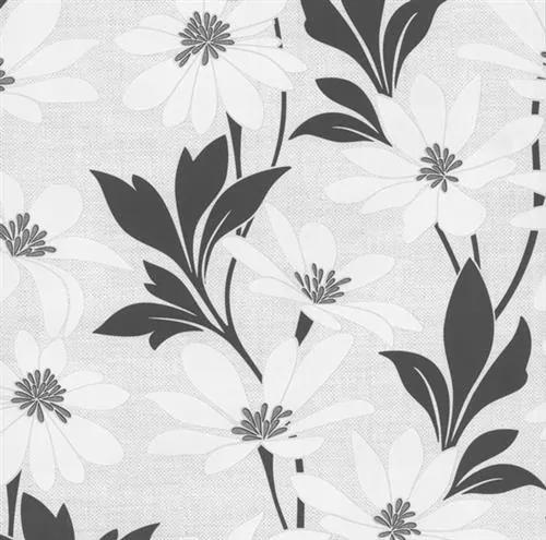Vliesové tapety, kvety bielo-čierne, Polar 1352450, P+S International, rozmer 10, 05 m x 0, 53 cm