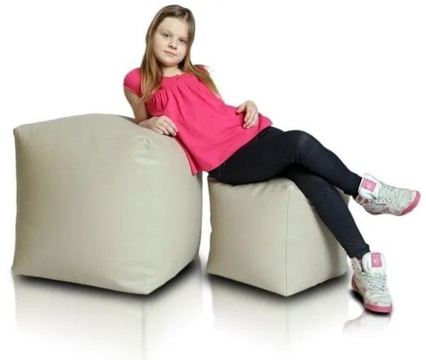 Sedací vak taburetka kocka veľká béžová EMI