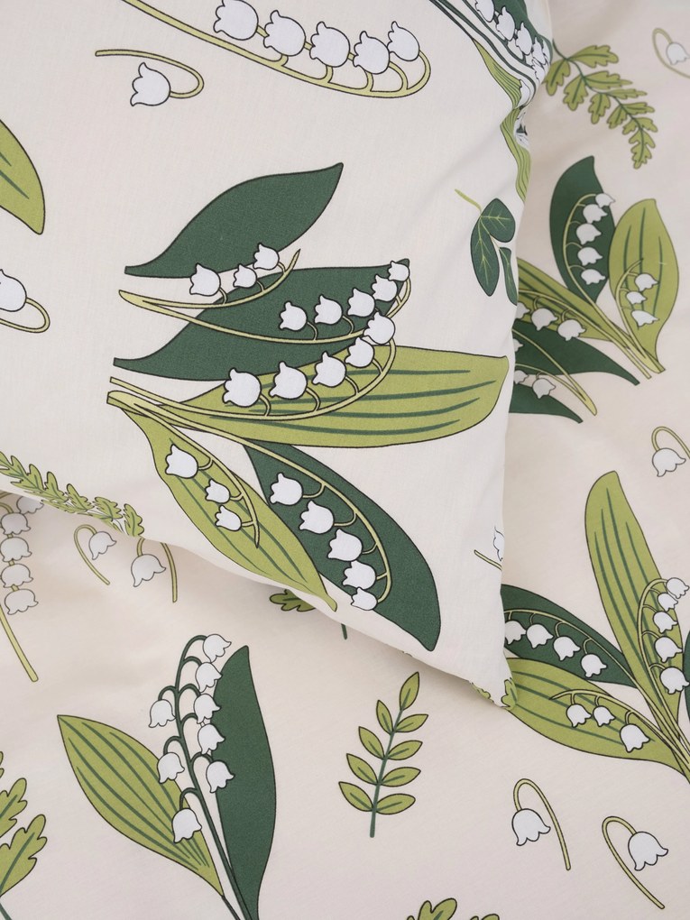 Bavlnená obliečka na vankúš Renforcé 40 × 40 cm - Konvalinky prírodné