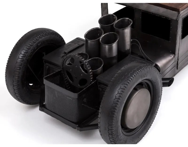furniture-nabytek.cz - Masívny konferenčný stolík Car z mangového dreva a kovu, lakovaný, čierny – 160×65×50 cm