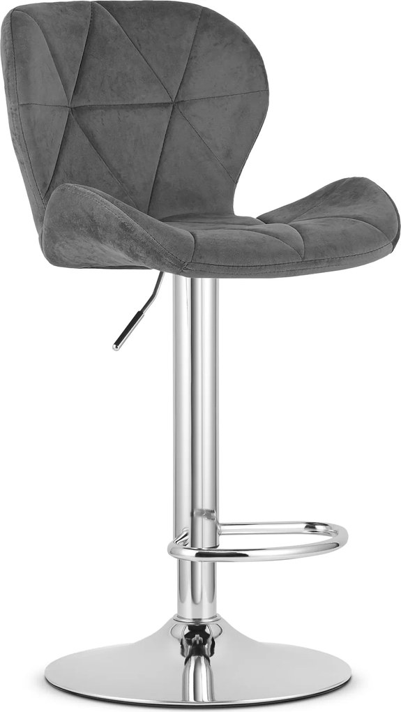 Sada 2 barových stoličiek WEST zamatová sivá / chrómová podnož