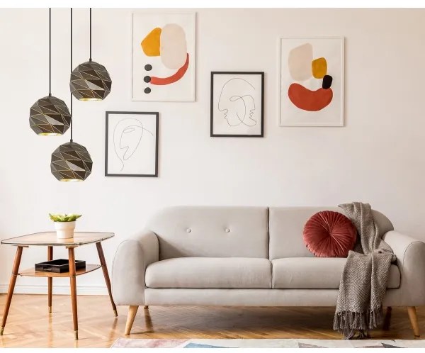 ITALUX PND-2424-3S-GR+GD - Luster na lanku PALERMO 3xE27/40W/230V