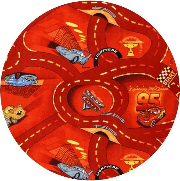 Vopi koberce Kusový koberec The World of Cars 10 červený kulatý - 100x100 (průměr) kruh cm