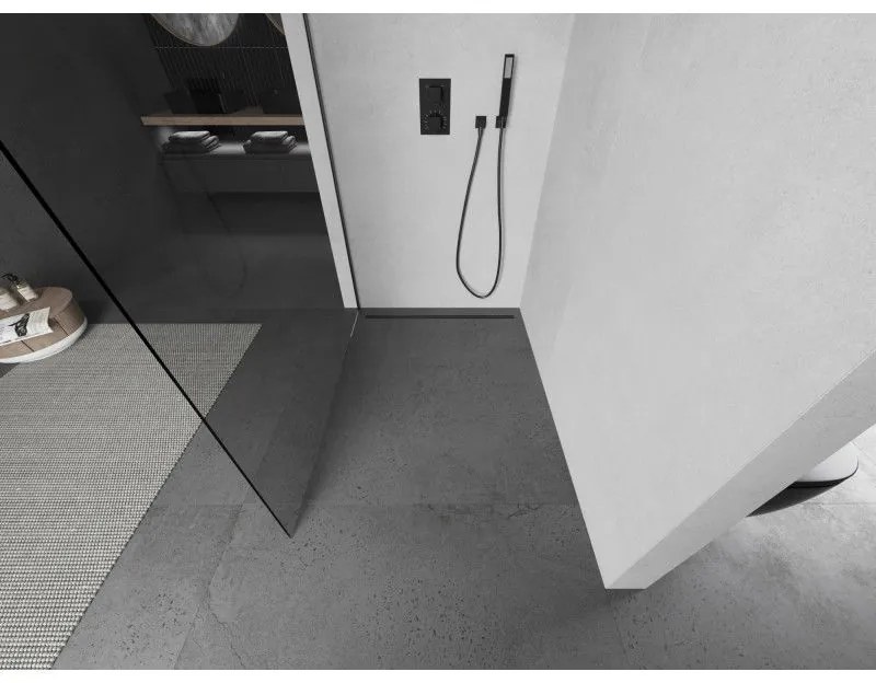 Mexen Kioto L, sprchová zástena Walk-In 110 x 200 cm, 8mm číre sklo, grafitový profil, 800-110-103-95-00