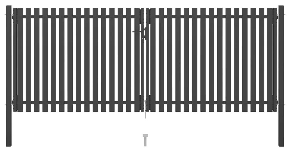 vidaXL Záhradná plotová brána, oceľ 4x1,7 m, antracitová