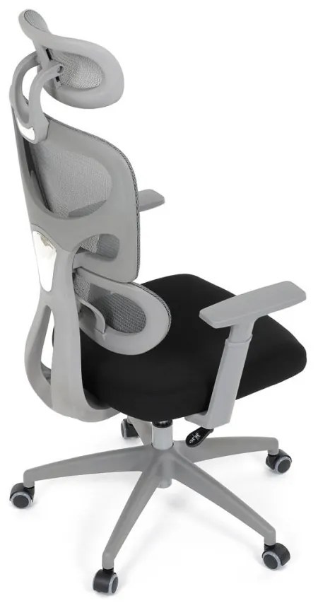 Kancelárska ergonomická stolička GRANT II — sieť, látka, sivá