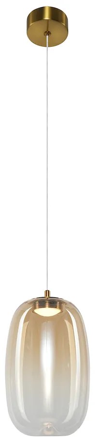 Závesné svietidlo Vaso, 1x jantárové sklenené tienidlo, (fi 13cm), g