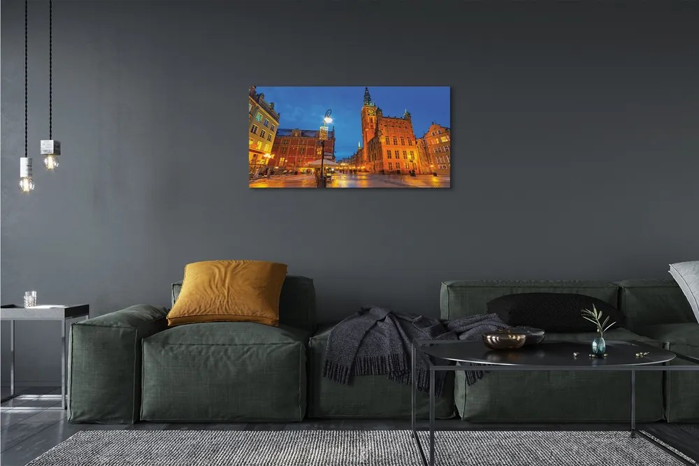 Obraz na plátne Gdańsk Staré Mesto v noci kostol 120x60 cm