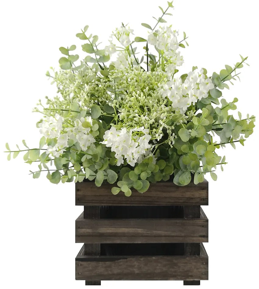 AMADEA Drevený obal s kvetináčom - tmavý, 17x17x15cm Český výrobok