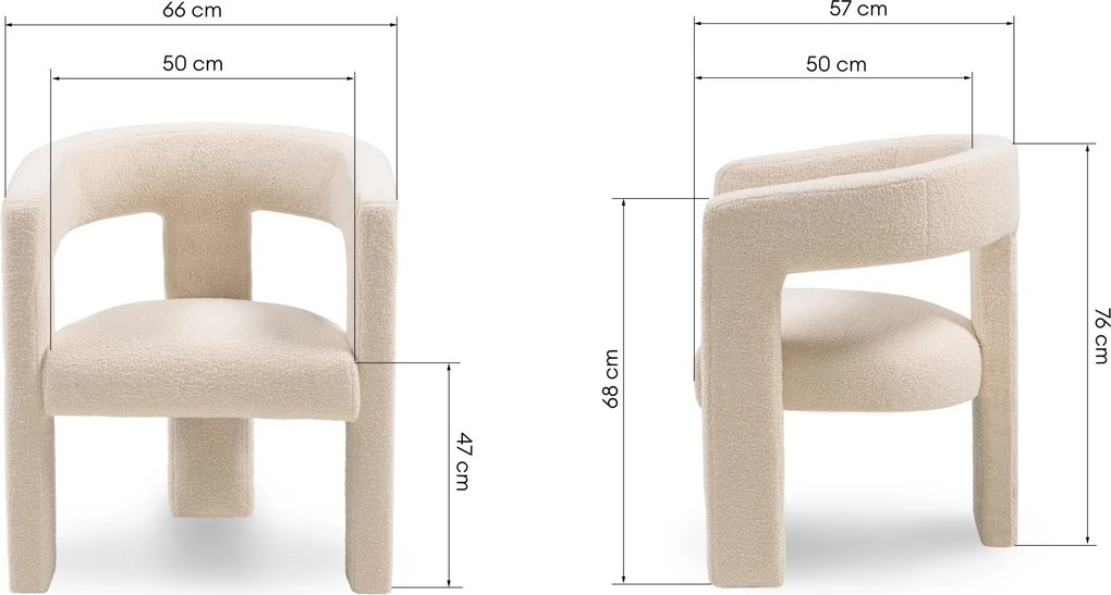 Dizajnové kreslo Lory bouclé béžové