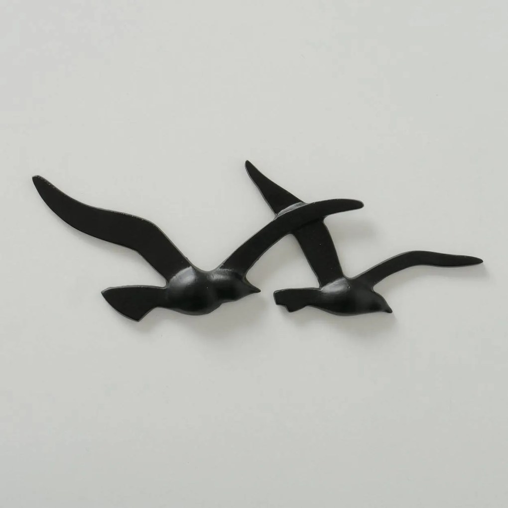 Kovová dekorácia na stenu Black Bird 13x35 cm + 12x40 cm
