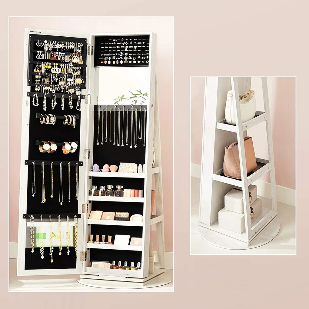 Otočná šperkovnice se zrcadlem Pure světle šedé