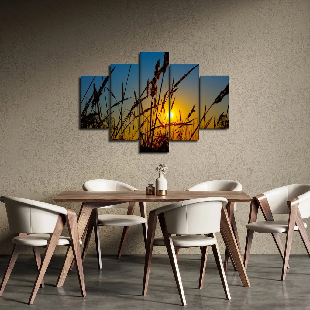 Obraz - Západ slnka v lúke (150x105 cm)