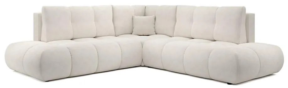 Rozkladacia rohová čalúnená sedacia súprava ALMADA do tvaru L s úložným priestorom, pravá, béžová