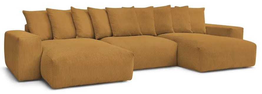 Menčestrová rohová pohovka v horčicovej farbe Voltaire – Bobochic Paris