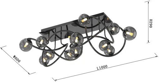 Wofi 9014-1205 - LED Prisadený luster NANCY 12xG9/3,5W/230V čierna/chróm