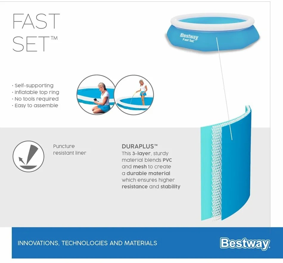 Bestway 57448 Nafukovací bazén Fast Set, 244 x 61 cm