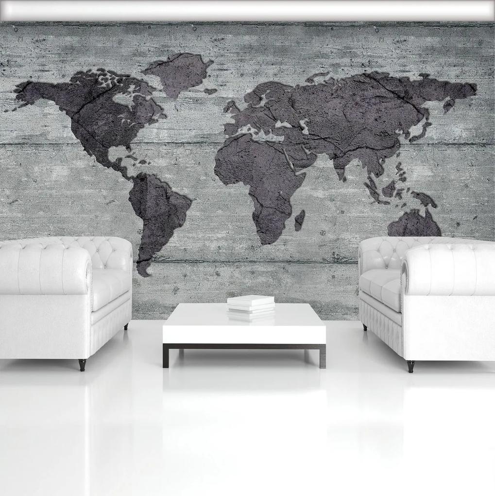 Fototapeta - Mapa sveta na betóne (152,5x104 cm), 10 ďalších rozmerov