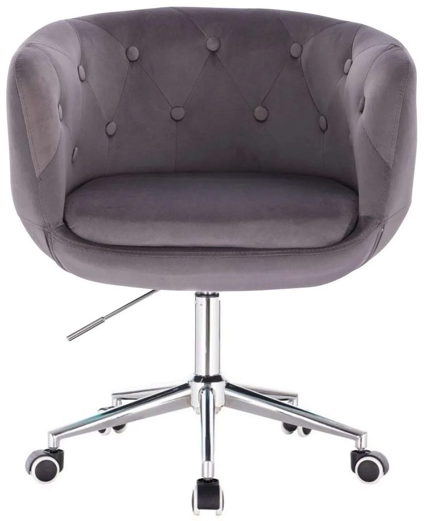 LuxuryForm DESIGN Kreslo MONTANA VELUR na striebornej podstave s kolieskami - šedé