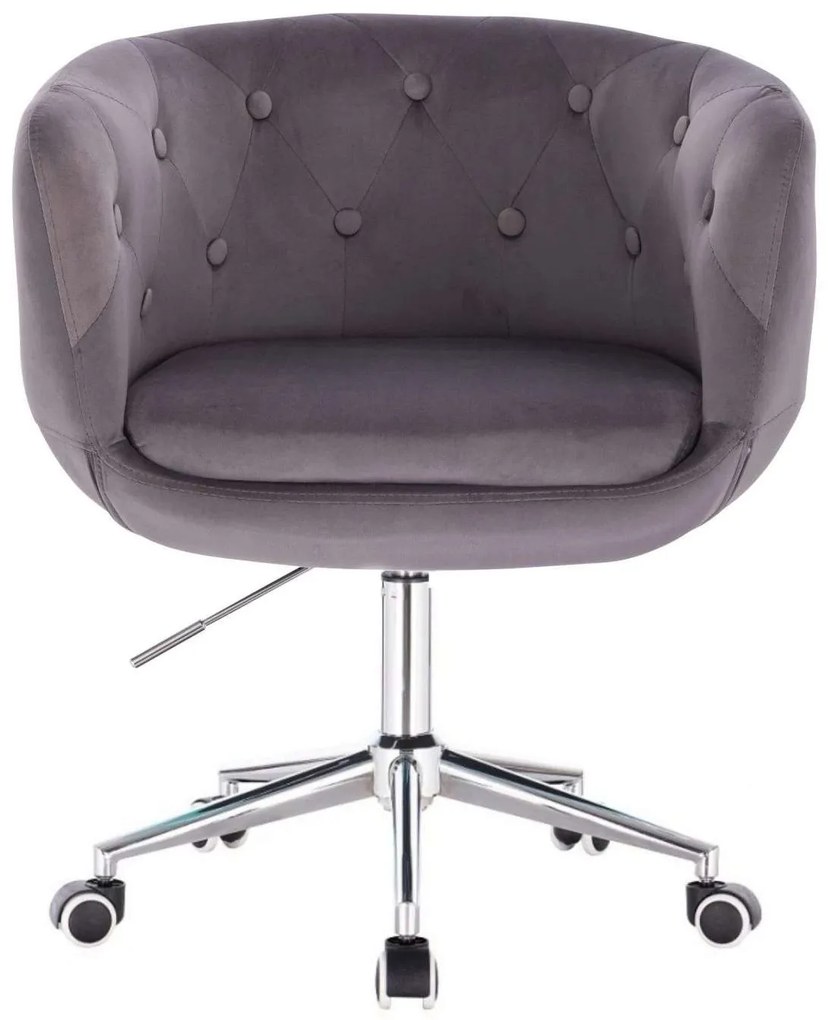 LuxuryForm DESIGN Kreslo MONTANA VELUR na striebornej podstave s kolieskami - sivé