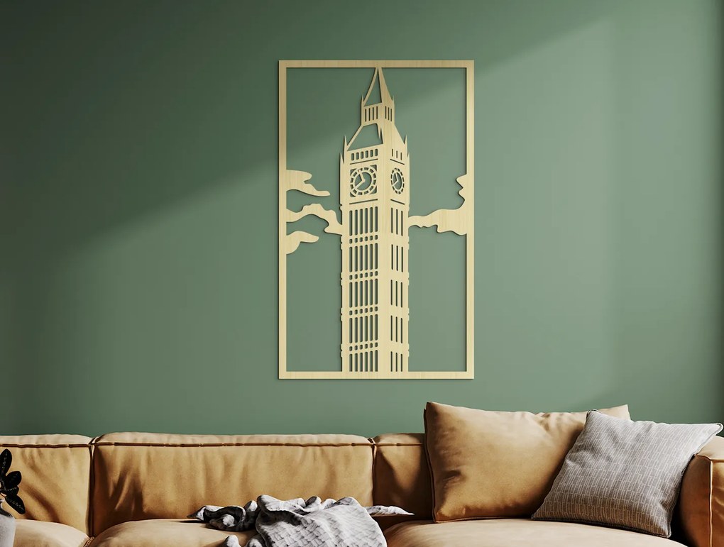 drevko Obraz Big Ben Rozmer obrazu: 65 x 39,5 cm, Farba dekorácie: Čierna
