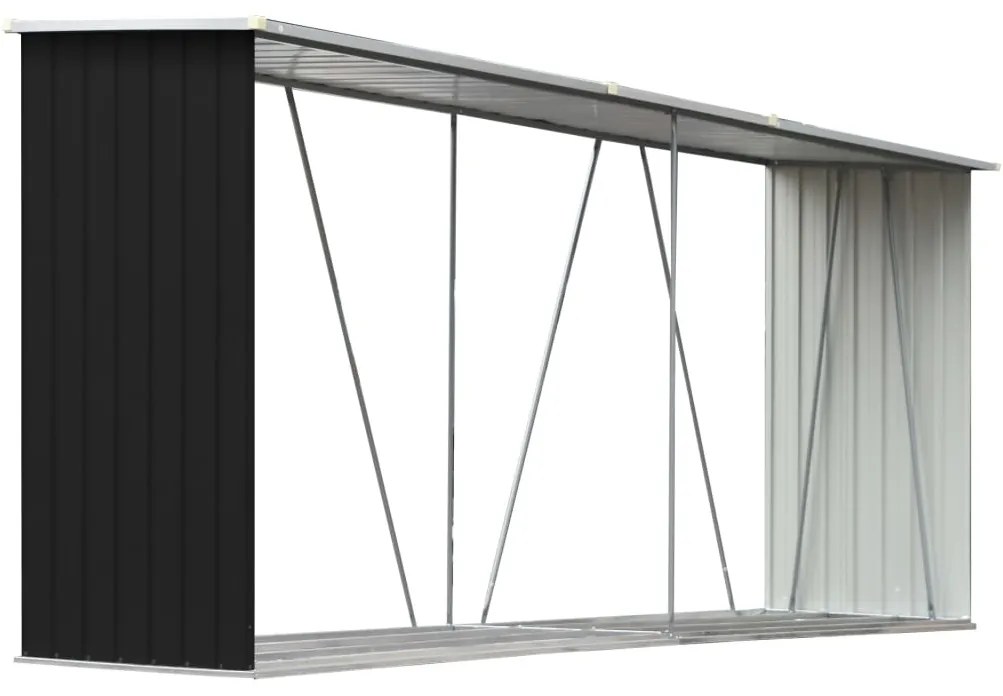 Záhradná kôlňa na drevo galvanizovaná oceľ 330x84x152 cm antracitová