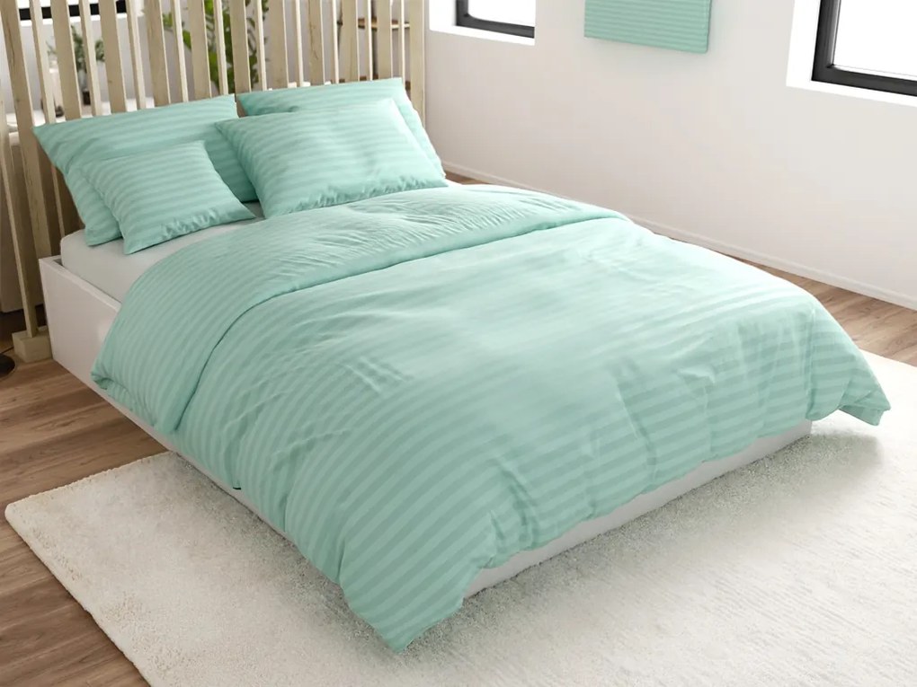 Hotelové obliečky z mikrovlákna JASMINE mentolové - prúžok 2 cm Rozmer obliečky: 70 x 90 cm | 140 x 200 cm
