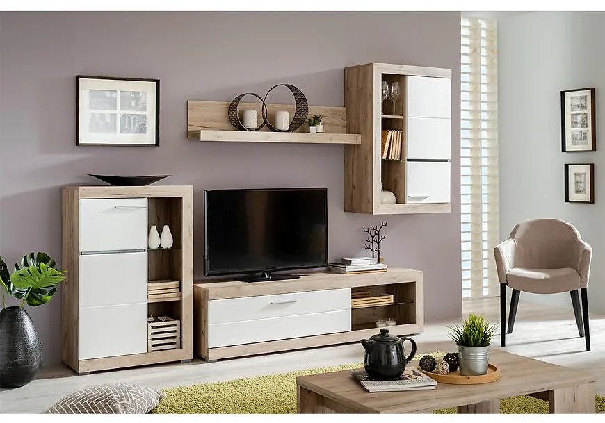 Obývacia stena Rosso šedá dub/biely 11008773